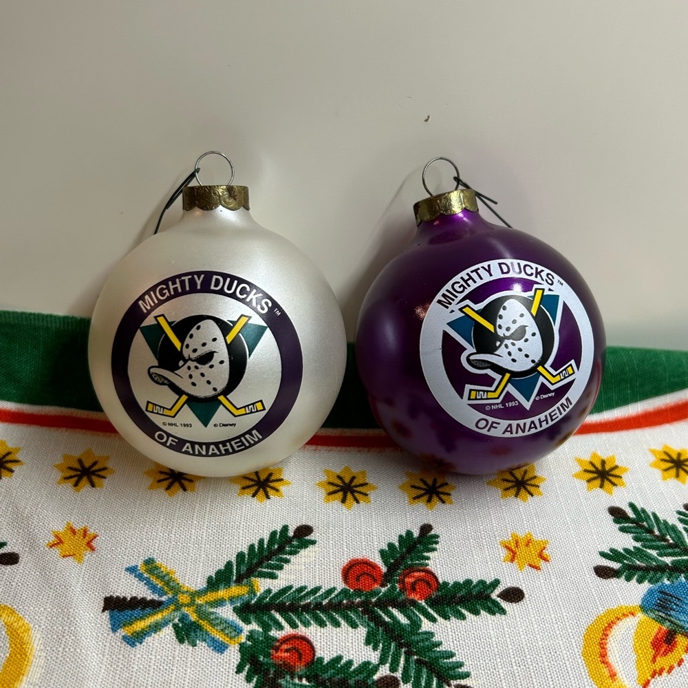 Vintage Mighty Ducks of Anaheim Christmas Ornaments NHL 1993